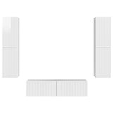 TV Cabinet Set 6 pcs High Gloss White Engineered Wood 3409127