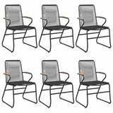7 Piece Garden Dining Set Black PVC Rattan 3099213