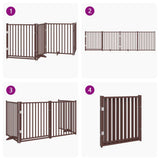 Dog Gate with Door Foldable 4 Panels Brown Oak 320 cm Solid Wood Fir 352299