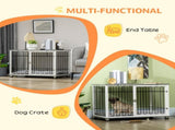 Indoor Dog Crate Furniture, Side End Table, with Soft Washable Cushion, Lockable Doors, for Small T3398P376390