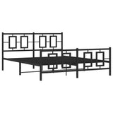Metal Bed Frame without Mattress with Footboard Black 150x200cm 374261