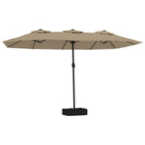 Double-Head Garden Parasol with LEDs Taupe 449x265 cm 362956