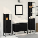 Bathroom Furniture Set with Door 4 pcs Black 33 x 33 x 185.5 cm 3334404