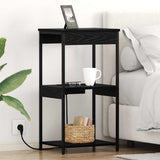 Bedside Cabinet Black Oak 41 x 31 x 76 cm Engineered Wood 859545