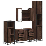 ZNTS 4 Piece Bathroom Furniture Set Brown Oak Engineered Wood 3301204