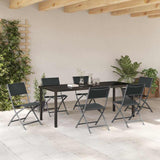 Garden Dining Set Folding 7 pcs Black Powder-Coated Steel 3379378