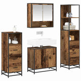 Bathroom Furniture Set with Door 4 pcs Old Wood Engineered Wood 3402509