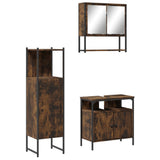 3 Piece Bathroom Furniture Set Smoked Oak Engineered Wood 3214697