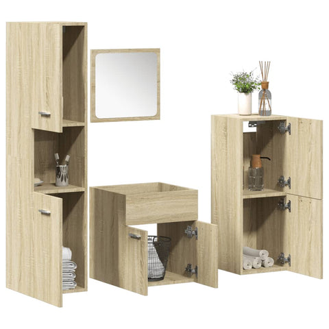ZNTS 3 Piece Bathroom Furniture Set Sonoma Oak Engineered Wood 3324989