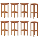 Bar Stool Set of 8 Natural wood color Solid Acacia wood Standard 3115991