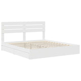 Storage Bed with Headboard White 200 x 200 cm Engineered Wood 3411544