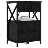 Bedside Cabinet Black Oak 40 x 31 x 60 cm Engineered Wood 859460