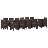 Garden Dining Set 15 pcs Brown Polt rattan 3378641