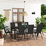 9 Piece Garden Dining Set Black 3060063
