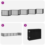 Dog Gate with Door Foldable 10 Panels Black 800 cm Poplar Wood 3155571