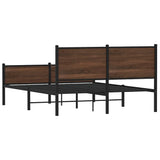Metal Bed Frame without Mattress Brown Oak 150x200 cm King Size 3301413