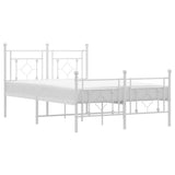 Metal Bed Frame without Mattress with Footboard White 120x200cm 374404