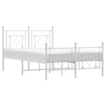 Metal Bed Frame without Mattress with Footboard White 120x190cm 374403
