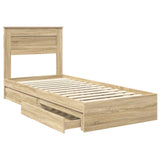 Storage Bed with Drawer Sonoma Oak 75 x 190 cm Engineered Wood 3409949