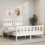 Bed Frame without Mattress White King Size Solid Wood Pine 3192432