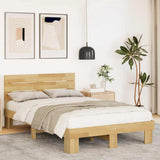Bed Frame with Headboard without Mattress 120x190 cm Solid Wood Oak 3324136