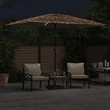 Garden Parasol with LEDs and Steel Pole Brown 300x200x250 cm 4005118