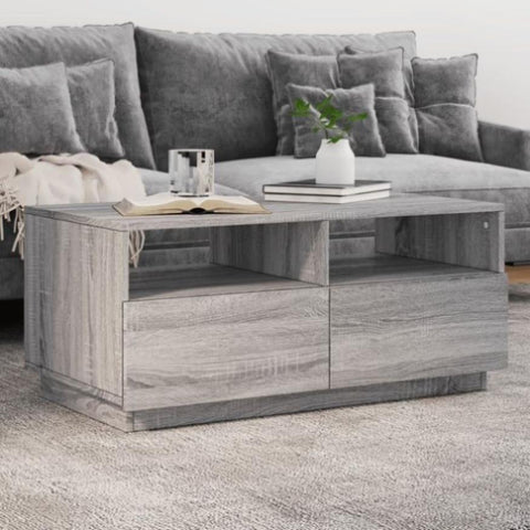 ZNTS Coffee Table with LED Lights Grey Sonoma 90x49x40 cm 839838