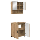 Bathroom Furniture Set Wall-mounted with Door 2 pcs Artisan Oak 3392942
