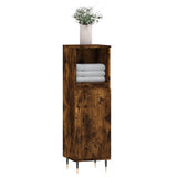 Bathroom Cabinet Smoked Oak 30x30x100 cm Engineered Wood 831553