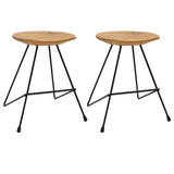 ZNTS Stools 2 pcs Solid Teak Wood 285202