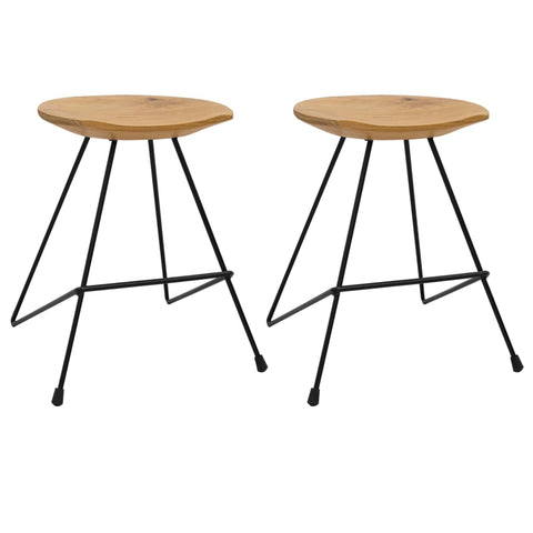 ZNTS Stools 2 pcs Solid Teak Wood 285202