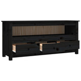 TV Cabinet Black 114x35x52 cm Solid Wood Pine 821506