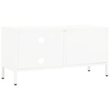 TV Cabinet White 90x30x44 cm Steel and Glass 336056