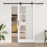 Sliding Door White 93 x 211 cm Solid Pine Wood and Glass 3332318