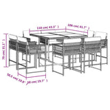 9 Piece Garden Dining Set with Cushions Light Grey Poly Rattan 3211559