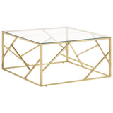 ZNTS Coffee Table Gold Stainless Steel and Tempered Glass 349954