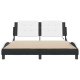 Bed Frame with LED without Mattress "Zadar" Black and White 160x200 cm 3214122