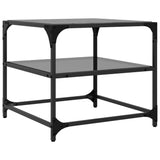 Coffee Tables with Black Glass Top 2 pcs 50x50x45 cm Steel 846009