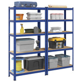 5-Layer Storage Shelves 2 pcs Blue Steel&Engineered Wood 4016950