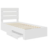 Bed Frame with Drawer White 90 x 190 cm Engineered Wood 3412020