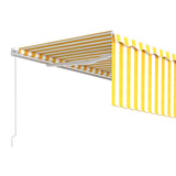ZNTS Manual Retractable Awning with Blind 4x3m Yellow&White 3069298