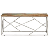Coffee Table Silver Stainless Steel and Solid Reclaimed Wood 349944