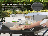 Seven-Piece Steel Outdoor Dining Set, with Parasol Hole - Grey T3398P315934