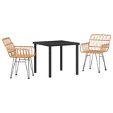 Garden Dining Set 3 pcs Brown Powder-Coated Steel 3379177