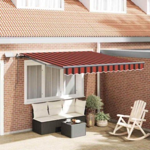 Retractable Awning Manual Orange and brown 300 x 250 cm Fabric 3329942