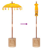 Parasol with Base Yellow 95 x 95 x 260 cm Cotton and Wood 3356914