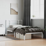 Metal Bed Frame without Mattress with Headboard White 107x203cm 355606