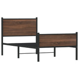 Metal Bed Frame without Mattress Brown Oak 75x190 cm Small Single 4007948
