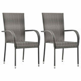 Dining Set Grey Solid Acacia wood, PE rattan, Powder-coated steel 3067691