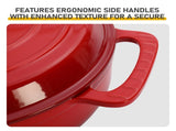 Cast iron 6QT cooking pot - Gradient red - Includes two silicone gloves - Enamel pot 23809115